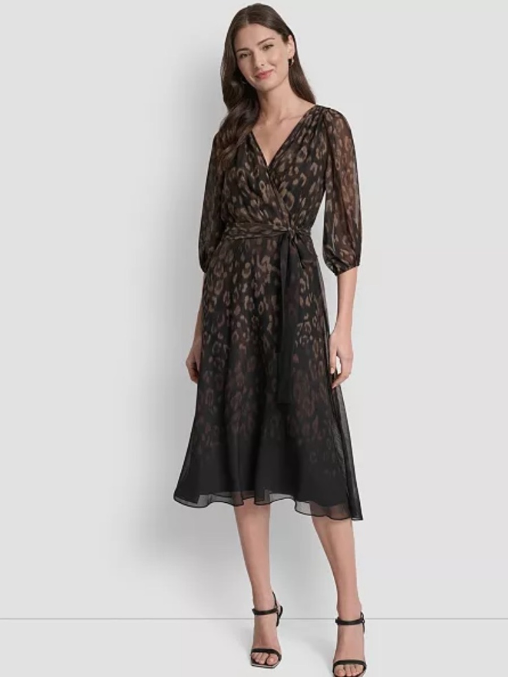 DKNY Women's Printed V-Neck Midi Dress Size 10 NWT